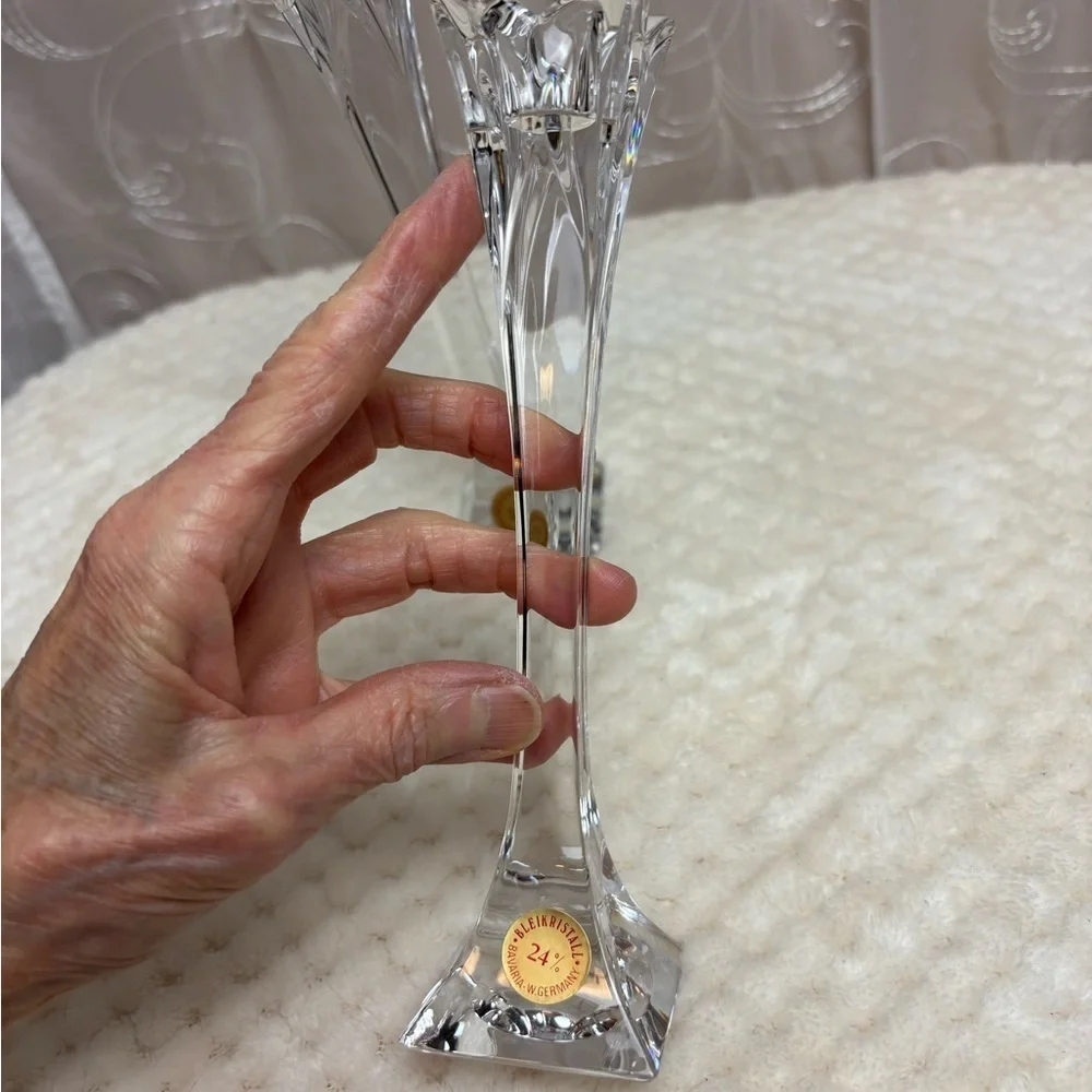 Elegant Crystal Candle Holders Bleikristall 24% Lead Crystal Candlesticks (2)